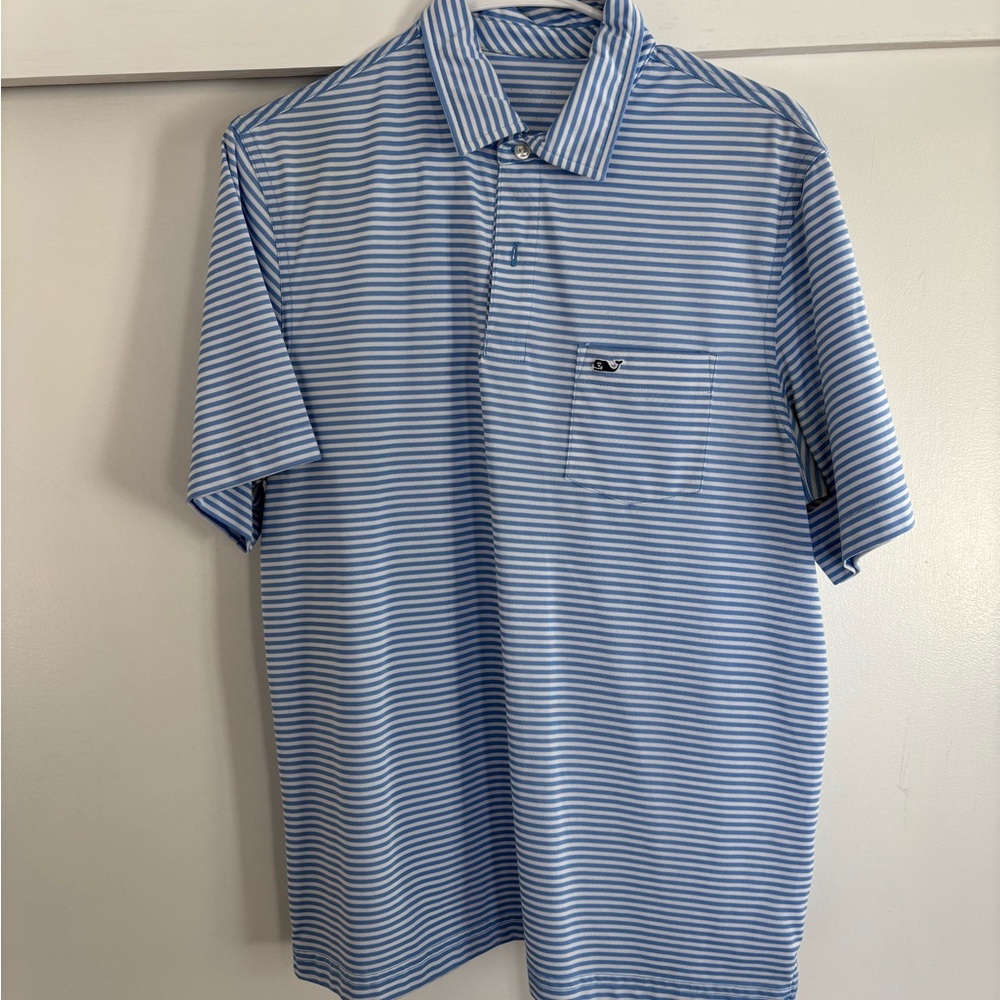 Vineyard Vines Blue and White Striped Polo Shirt